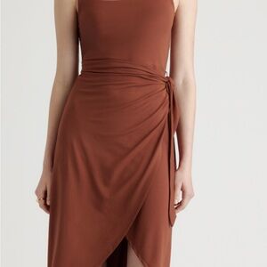Quince Brown Asymmetrical Sheath Dress